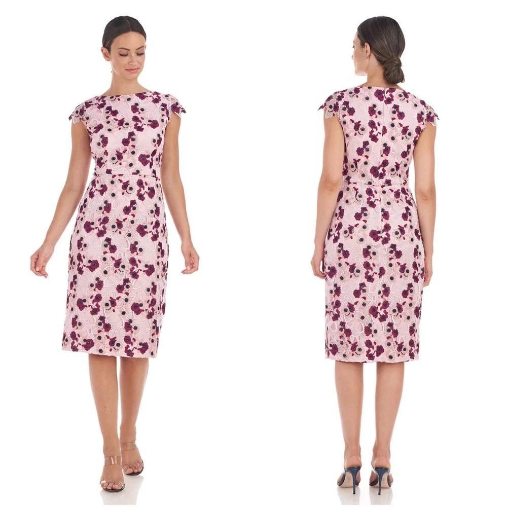 JS Collections Olive Scalloped Dress in Pink Boysenberry - Picture 12 of 12